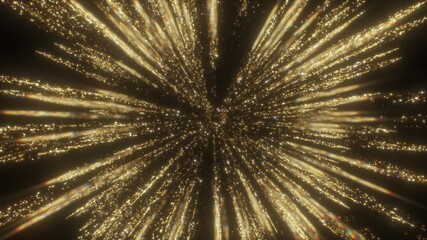4k Gold Particles Explosion. Motion Background. Golden glitter particle. Isolated on black. Animated Overlay.  - Powered by Adobe