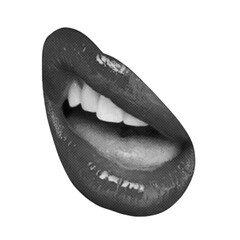 Halftone dot of Girl lips for poster isolated in transparent background