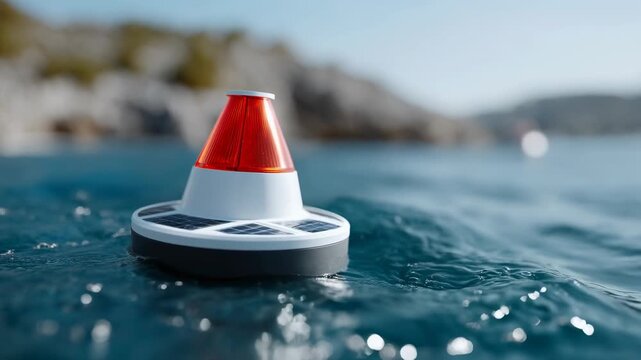 Advanced smart buoy utilizing solar power technology for ocean conservation, marine device offering continuous environmental monitoring of water quality with vital data