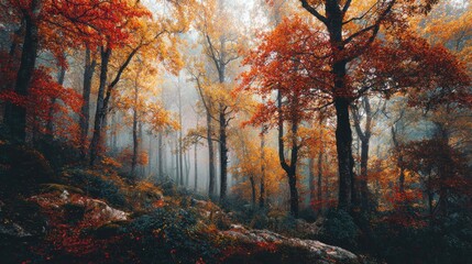 Obraz premium Autumnal forest pathway