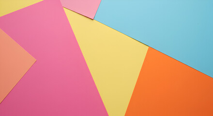 Colorful geometric paper background with vibrant pastel tones and simple shapes