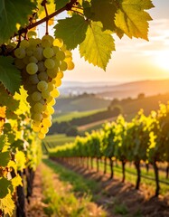 Fototapeta premium Lush vineyard at sunrise