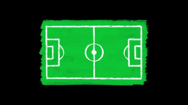 soccer football grass pitch with lined boundaries, black background