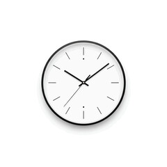 A minimalist white wall clock with a black frame and simple black hour and minute hands against a white background.