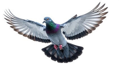 A pigeon in flight against a white background (1) © bacuky