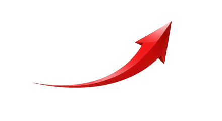 Red arrow pointing upwards, isolated on transparent background
