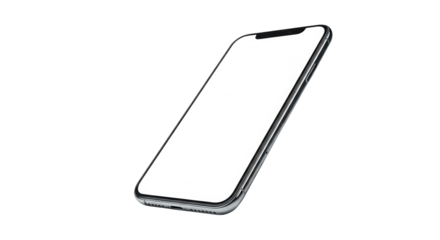 Modern smartphone with blank screen isolated on transparent background