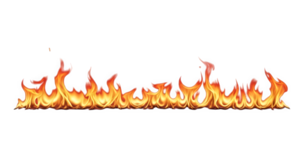 Horizontal line of fire isolated on transparent background
