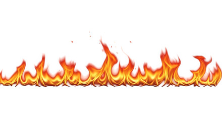 Horizontal line of fire isolated on transparent background