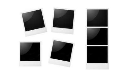 Collection of instant photo frames isolated on transparent background