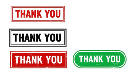 Thank you text in different styles isolated on transparent background