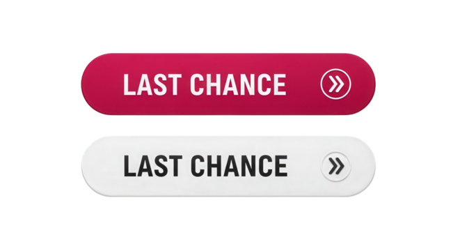 Last chance buttons with arrow isolated on transparent background