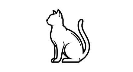 Fototapeta premium Vector SVG Design of a Sitting Cat Illustration in Black Line Art Style