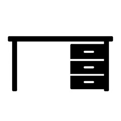 black writing desk icon with three drawers office furniture symbol
