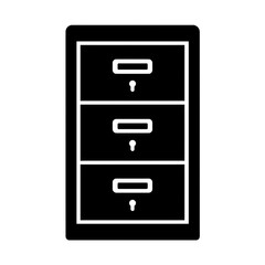three drawer black filing cabinet icon
