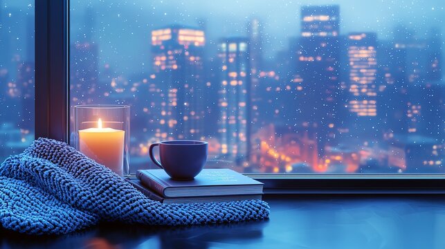 A Cozy Scene Presents Comfort Next To A City View