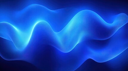 Obraz premium Abstract flowing blue wave shapes with smooth curves glowing against a dark blue background, creating a calming and futuristic visual effect