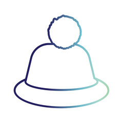 Gradient winter bobble hat with pom pom, a stylish autum line icon for cold weather fashion and seasonal design on a white background