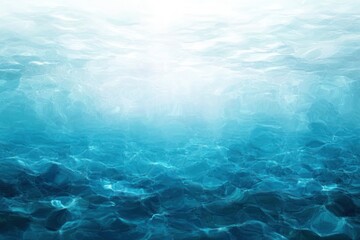 Fototapeta premium Clear blue ocean water with sunlight penetrating the surface creating ripples and reflections underwater