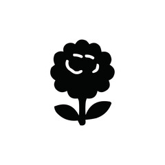 Simple black flower icon silhouette, a minimalist graphic design element isolated on a white background. Vector floral illustration perfect as a scalable asset