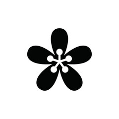 Elegant minimalist five-petal flower icon, perfect as a graphic design element for decorative frames, abstract botanical logos, or modern branding. Simple vector