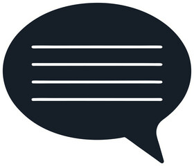 Minimal outline of message bubble with lines,.