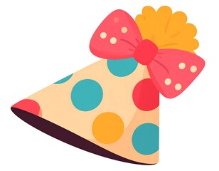 Party hat with polka dots and a bow