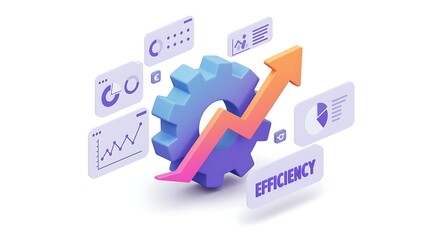 Fototapeta premium Gear arrow graph efficiency cogwheel chart