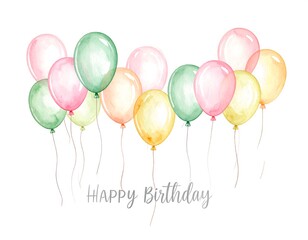 Pastel balloons with Happy Birthday message