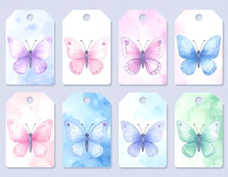Pastel butterfly gift tags