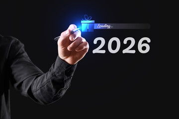 Businessman writing on black background, closeup. Goal concept