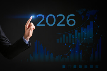 Hand of businessman on dark background