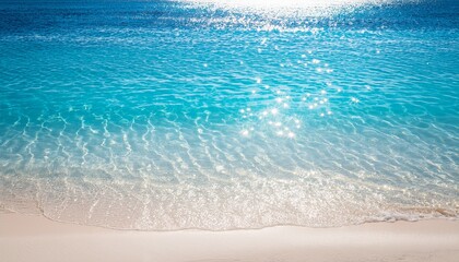 Blue Rippled Water Surface With Glittering Sun Lights At The White Sand Beach Nature Scene Background For Vacation Travel Resort And Wellbeing In Summertime Outdoors