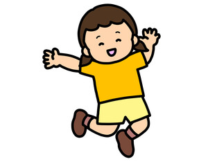 笑顔でジャンプする女の子