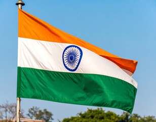 Indian flag waving in a clear sky