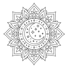 Mandala Vorlage zum ausmalen. Vektor Mandala Grafik umriss Kontur f&uuml;r therapeutisches Malen f&uuml;r psychische Ruhe und Meditation	