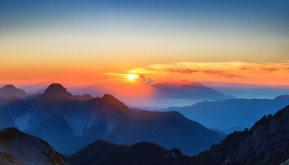 Fototapeta premium Breathtaking Sunset Over Mountain Range