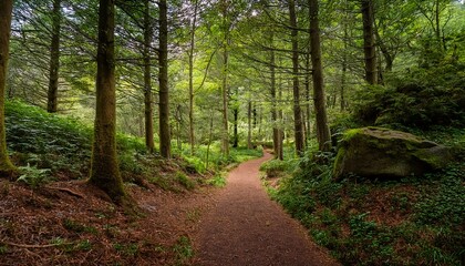 Obraz premium Tranquil Forest Path Discover A Serene Nature Walk Through Woodlands Peaceful