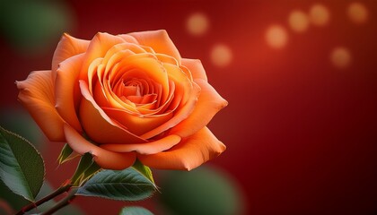 An Orange Rose With Red Background