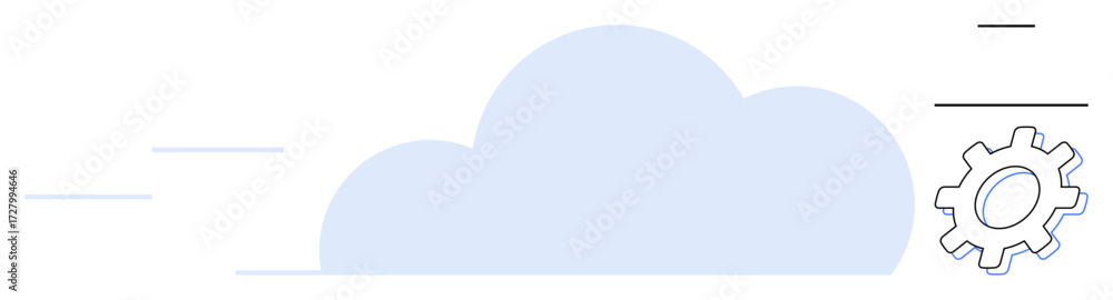 Poster light blue cloud with gear icon symbolizing cloud computing, integration, and technology. ideal for 