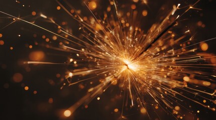 Bright Sparkle Explosion with Glowing Light Particles Illuminating the Dark Background for Creative Design and Artistic Projects