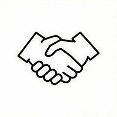 Naklejka premium Flat black & white outline icon of a handshake