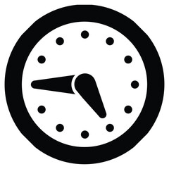 Black Silhouette Clock Icon Vector Illustration Isolated on White Background – Time and Schedule Symbol