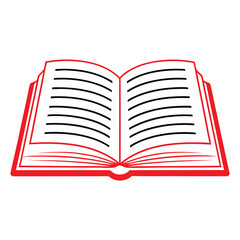 Red and Black Silhouette Book Icon Vector Illustration Isolated on White Background – Education and Knowledge Symbol