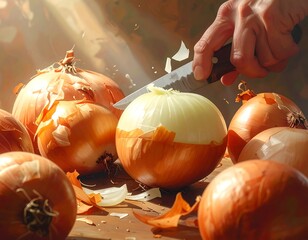 Radiant Onion Preparation in Sunlight