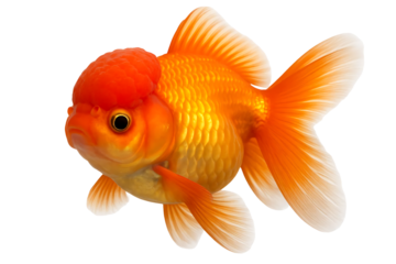 Oranda Goldfish Isolated on White Background for Creative Design