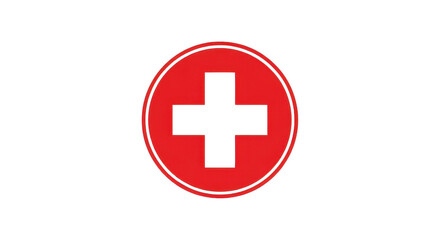 Obraz premium Red cross in a circle, vector icon isolated PNG with Transparent Background