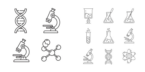 Set of Scientific and Laboratory Outline Icons