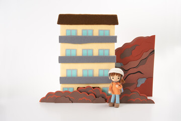 あみぐるみ人形　自然災害・避難