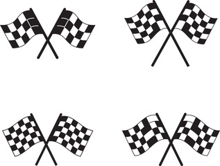 Four vintage style crossed checkered flags representing racing victory and competition